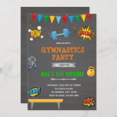 ヒーローの体操パーティー招待状 招待状 (正面/裏面)