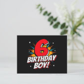 ヒーローの誕生日ボーイ - 6歳 - 誕生日6回目 ポストカード (スタンド正面)