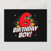 ヒーローの誕生日ボーイ - 6歳 - 誕生日6回目 ポストカード (正面)