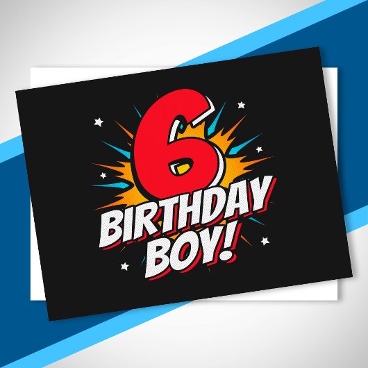 ヒーローの誕生日ボーイ - 6歳 - 誕生日6回目 ポストカード