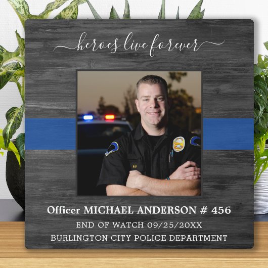 ヒーローは永遠に薄いブルーライン警察記念碑に住む フォトプラーク