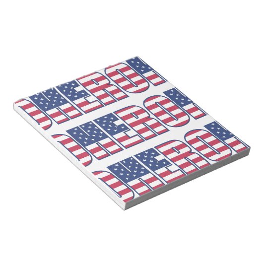 ヒーローアメリカン国旗のスターストライプ赤白青 ノートパッド (アングル)