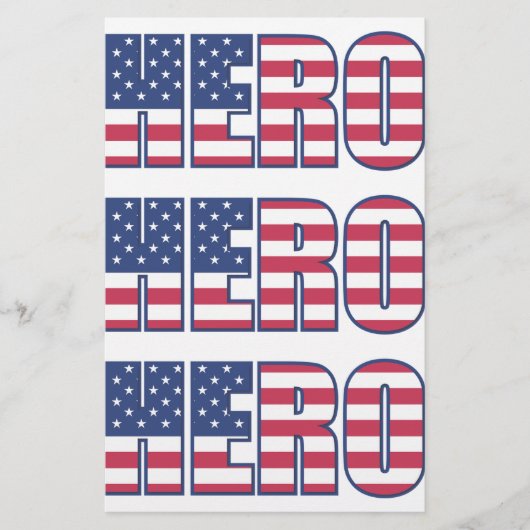ヒーローアメリカン国旗のスターストライプ赤白青 便箋 (正面)
