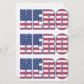 ヒーローアメリカン国旗のスターストライプ赤白青 便箋 (正面/裏面)