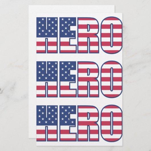 ヒーローアメリカン国旗のスターストライプ赤白青 便箋 (正面/裏面)