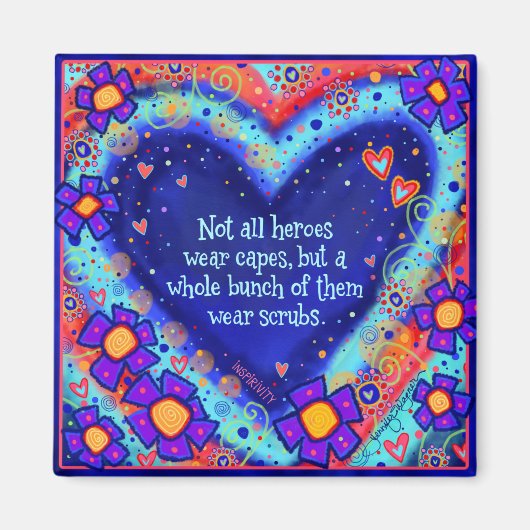 ヒーローズ衣服スクラブハートフローラナースドクター マグネット (正面)