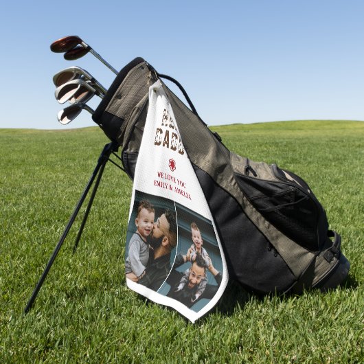 ヒーローダディ父の日2フォトコラージュ ゴルフタオル (グリーン)