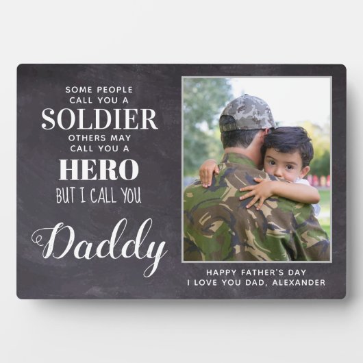 ヒーローダディ軍隊兵士アーミーファーザーズデイフォト フォトプラーク (正面)