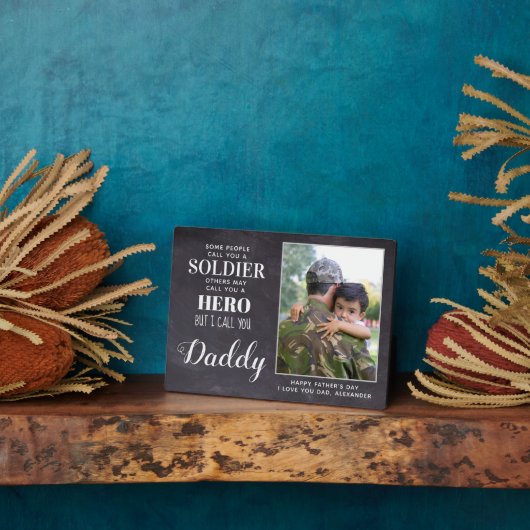 ヒーローダディ軍隊兵士アーミーファーザーズデイフォト フォトプラーク (側面)