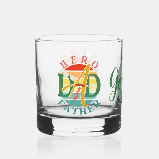 ヒーローパパフェイスサンセットタイムスヒー&サングラス ウイスキーグラス (正面)