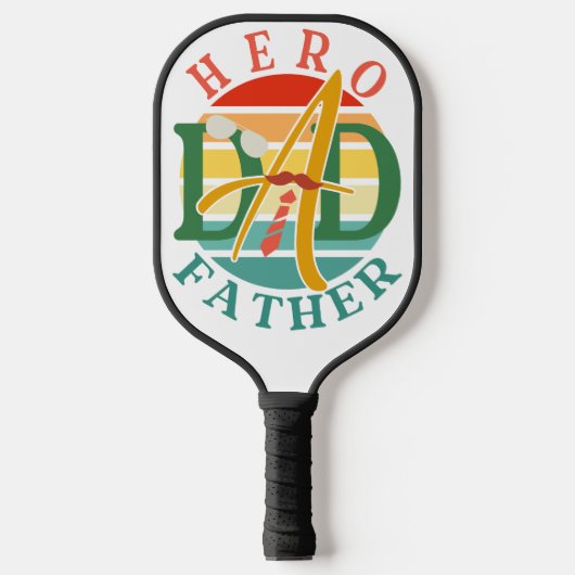 ヒーローパパフェイスサンセットタイムスヒー&サングラス ピックルボールラケット (正面)