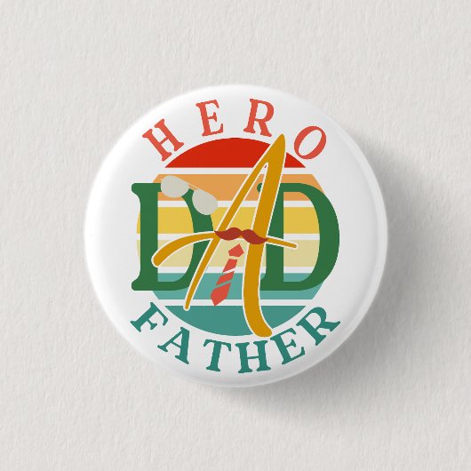 ヒーローパパフェイスサンセットタイムスヒー&サングラス 缶バッジ (正面)