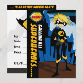 ヒーローパーティーの招待状 招待状 (正面/裏面)