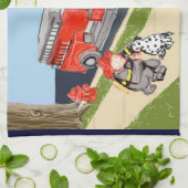 ヒーローファイアマン&ダルマティアンキッチンタオル キッチンタオル (折り畳み)