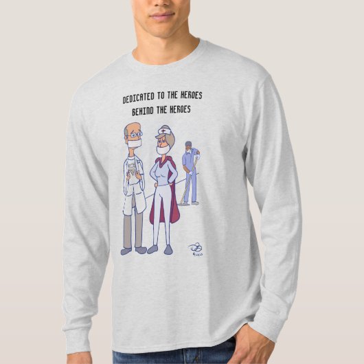 ヒーローメンズグレー長袖Tシャツ Tシャツ (正面)