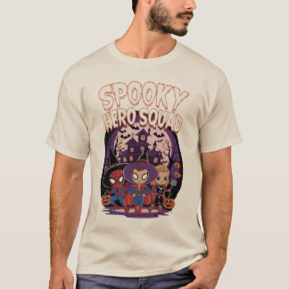 ヒーロー不気味チーム:愛らしいチビ(小さくかわいく書いた感じ)スーパーヒーロー Tシャツ