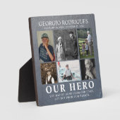 ヒーロー写真コラージュ記念碑 |グレー石板 フォトプラーク (正面)