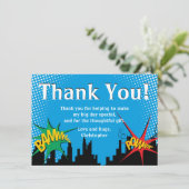 ヒーロー漫画の少年、バースデーパーティーに感謝! サンキューカード (スタンド正面)