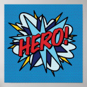 ヒーロー漫画ブックアポップ・アートのートモダンおもしろいレトロ ポスター (正面)