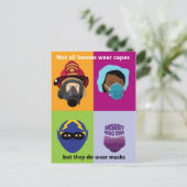 ヒーロー衣服マスクここにヒーローを挿入 ポストカード (スタンド正面)