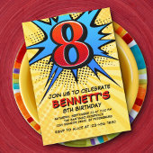 ヒーロー誕生日パーティーご招待（８歳の誕生日） 招待状