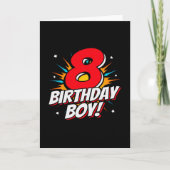 ヒーロー誕生日ボーイ - 8歳 - 8歳の誕生日 カード (正面)