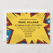 ヒーロー集結 ポップアート誕生日ボーイズ 招待状 (正面)