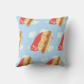 ヒーロー飛んでいるサンドイッチおもしろいキャップアニメ クッション (裏面)