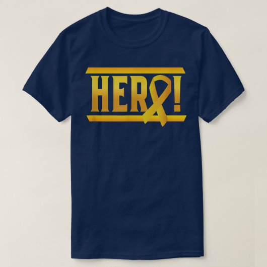 ヒーロー！ – リボンを使用した小児がん認識度 Tシャツ (デザイン正面)