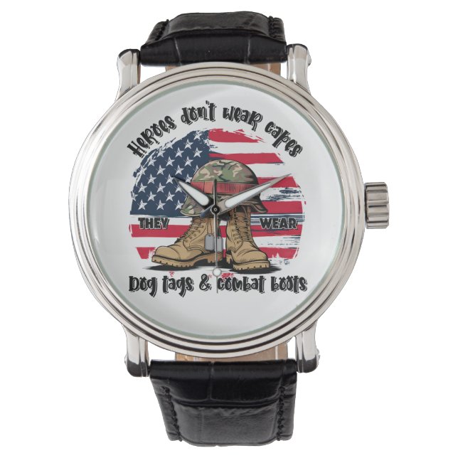 ヒーロー – 彼らは衣服犬のタグと戦闘ブーツ 腕時計 (正面)