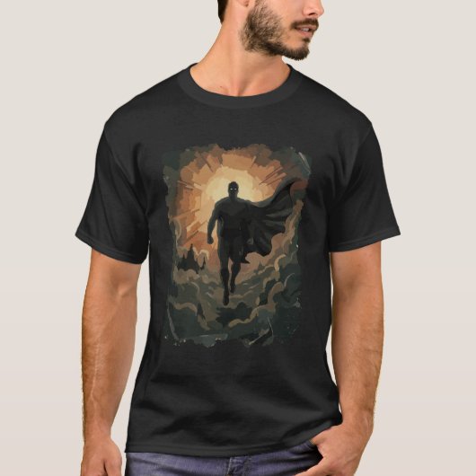 ヒーロー - 空飛ぶ超人 Tシャツ (正面)