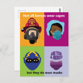 ヒーロー·衣服·マスクがヒーロー ポストカード (正面/裏面)