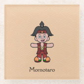 ヒーロ日本のピーチボーイ桃太郎 ガラスコースター (正面)