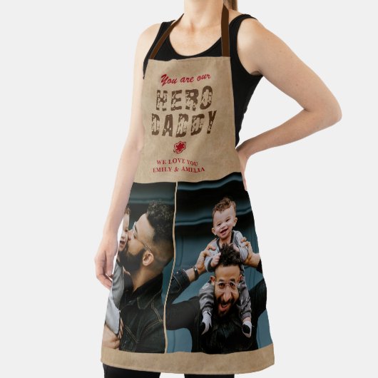 ヒーロ素朴ダディ父の日2フォトコラージュ エプロン (インサイチュ)