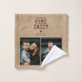 ヒーロ素朴ダディ父の日2フォトコラージュ バスタオルセット (ウォッシュタオル)