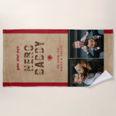 ヒーロ素朴ダディ父の日2フォトコラージュ ビーチタオル (正面)