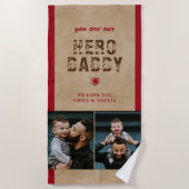 ヒーロ素朴ダディ父の日2フォトコラージュ ビーチタオル (正面)