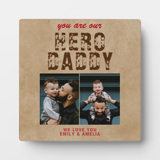ヒーロ素朴ダディ父の日2フォトコラージュ フォトプラーク (正面)