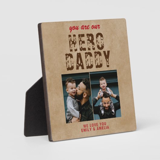 ヒーロ素朴ダディ父の日2フォトコラージュ フォトプラーク (正面)