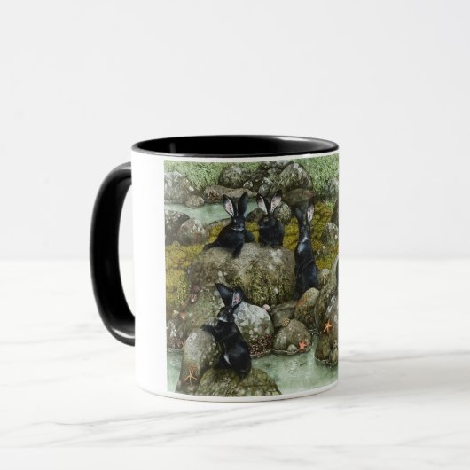 ヒー・ブラシルの黒いウサギ マグカップ (正面左)