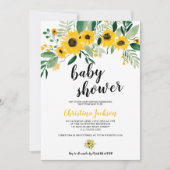 ヒ素朴マワリフローラ水色ベビーシャワー 招待状 (正面)