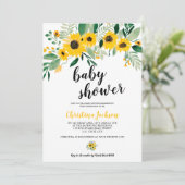 ヒ素朴マワリフローラ水色ベビーシャワー 招待状 (スタンド正面)