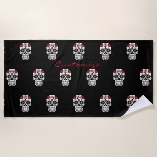 ヒ飾ューマンスカルアートサンダーコーブ ビーチタオル (正面)