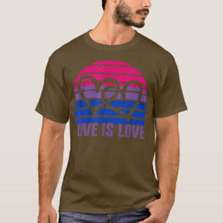 ビおもしろいプライド愛は愛バイセクシャルフラッグ2ハート Tシャツ