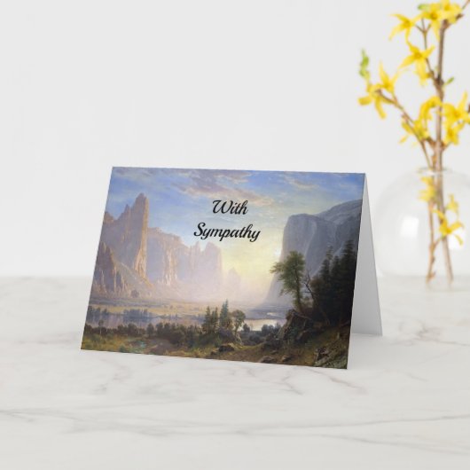 ビアシュタットバレーヨセミテ絵画悔やみや弔慰 カード (黄色い花)
