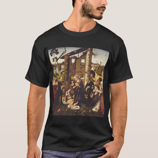 ビアジオ・ダントニオによる「adoration(崇拝)」 中世美術 tシャツ (正面)