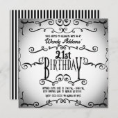 ビアックとホワイトヴィンテージ装飾用ゴシック誕生日 招待状 (正面/裏面)