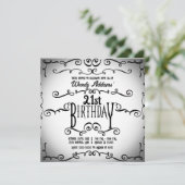 ビアックとホワイトヴィンテージ装飾用ゴシック誕生日 招待状 (スタンド正面)