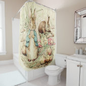 ビアトリクス・ポターによるピーターとベンジャミンの玉ねぎ集め シャワーカーテン (インサイチュ)