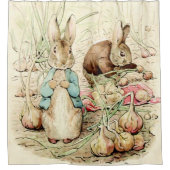 ビアトリクス・ポターによるピーターとベンジャミンの玉ねぎ集め シャワーカーテン (正面)